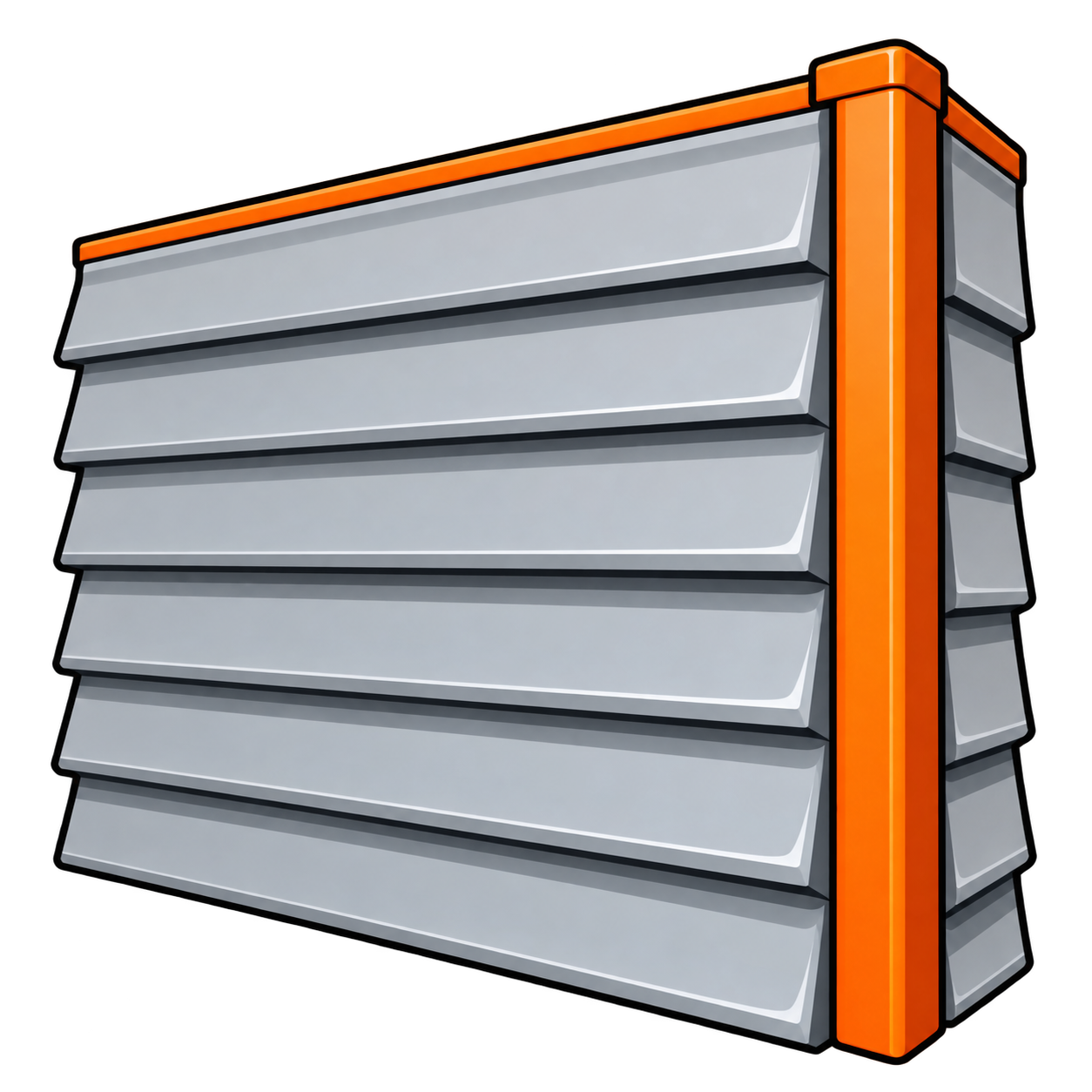 Illustrated house exterior wall with horizontal siding panels.